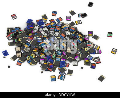 Heap of SD and microSD memory cards Stock Photo