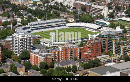 aerial view of Lords Cricket Ground, home of the MCC, St Johns Wood, London Stock Photo