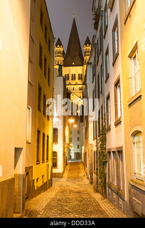Narrow street in Cologne Germany Stock Photo