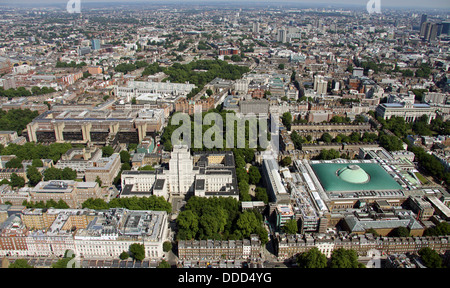 aerial view of The University of London, Gower Street, London, near The British Museum. Royal Academy of Dramatic Art. Stock Photo