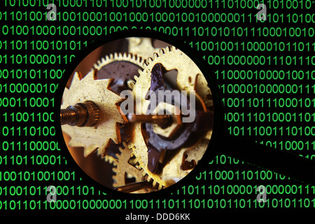Magnifying optical glass with Gears Stock Photo