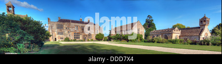 Brympton d'Evercy manor house panorama, including St Andrews Church, near Yeovil, Somerset, South West England, UK Stock Photo