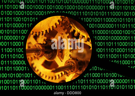 Magnifying optical glass with Gears Stock Photo