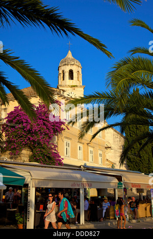 Waterfront Cafes, Cavtat, Dalmatia, Croatia, South East Europe, Stock Photo