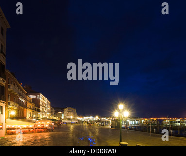 Nice evening Piazza San Marco embankment and Doge's Palace view, (Venice, Italy). Long time shot. Stock Photo