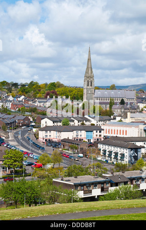 stunning town view with St Eugene's Cathedral in Derry, Northern Ireland Stock Photo