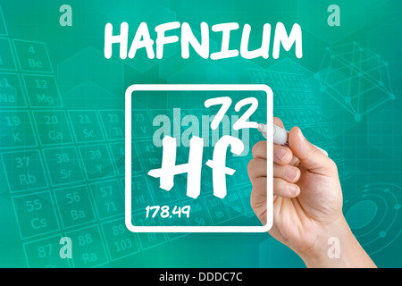 Symbol for the chemical element hafnium Stock Photo