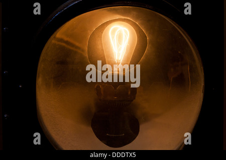 Antique carbon filament incandescent light bulbs Stock Photo