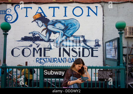 Williamsburg subway station street in Brooklyn NYC Stock Photo