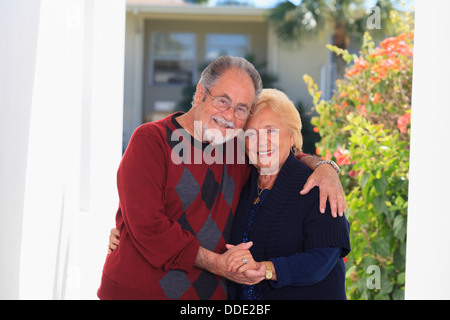 Romantic senior couple embracing each other Stock Photo