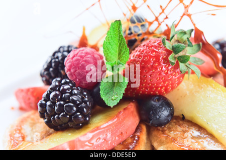 Dessert with fresh berries and peppermint Stock Photo