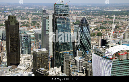 aerial view of the City of London square mile, Gherkin, Cheese grater, Walkie-Talkie, NatWest Tower buildings Stock Photo