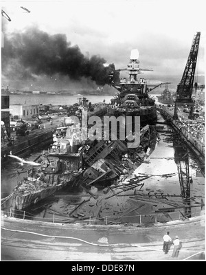 Naval photograph documenting the Japanese attack on Pearl Harbor, Hawaii which initiated US participation in World... 295979 Stock Photo