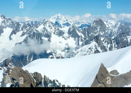 Mont Blanc mountain massif summer landscape(view from Aiguille du Midi Mount, France ) Stock Photo