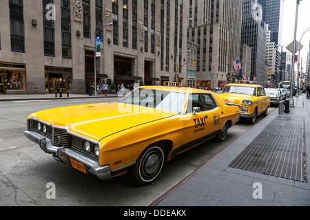 1970's New York yellow Taxi, NYC, USA. Stock Photo