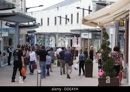 A busy pedestrianized town centre of Maidstone, Kent. Stock Photo