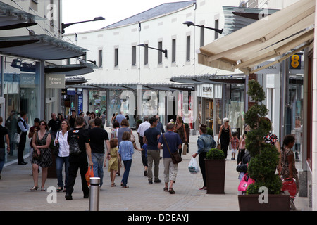 A busy pedestrianized town centre of Maidstone, Kent. Stock Photo