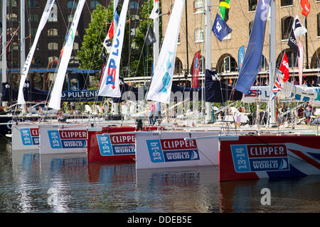 London, UK. 31st Aug, 2013. Clipper Round the World Race Yachts, St Katharine Docks, London, UK. © Simon Balson/Alamy Live News Stock Photo