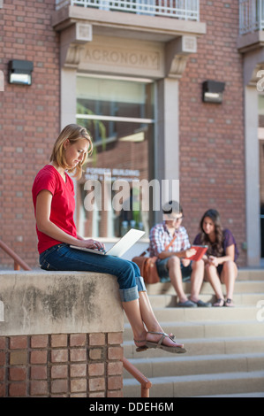 University Students Working Outside Stock Photo