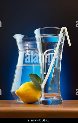 glass of soda water and lemon Stock Photo