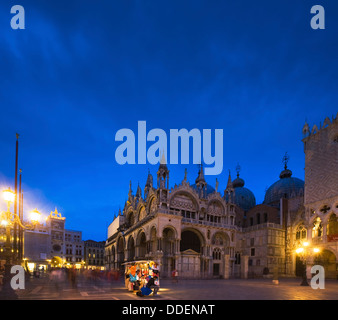 Nice evening Piazza San Marco and Patriarchal Cathedral Basilica of Saint Mark (Venice, Italy) Stock Photo