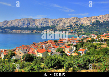 Town of Baska nature and architecture, Island of Krk, Croatia Stock Photo