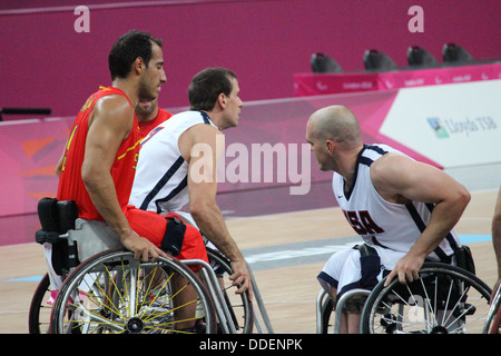 Wheelchair basketball athletes at London 2012 Stock Photo