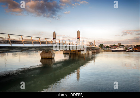 The Twin Sails lifting bridge across Poole Harbour in Dorset Stock Photo