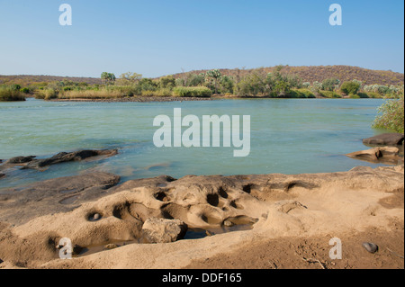 Kunene River in Namibia is the boundary river with Angola Stock Photo