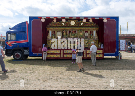 Vintage fairground steam organ mounted on the back of a lorry at the Great Dorset Steam Fair UK Stock Photo