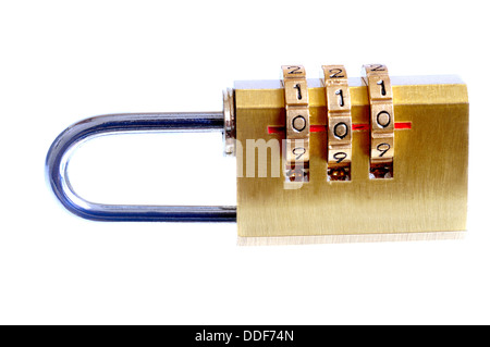 Small combination lock isolated on a white background Stock Photo