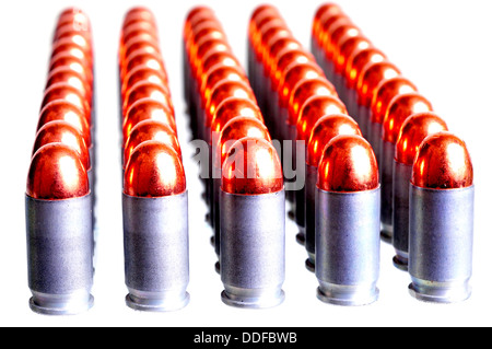 Bullets in rows isolated on white Stock Photo