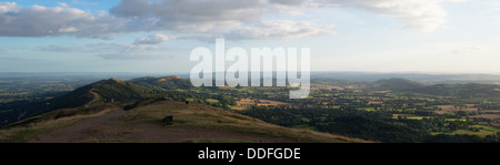 view from the Malverns over South West England looking towards Wales and the Brecon Beacons Stock Photo