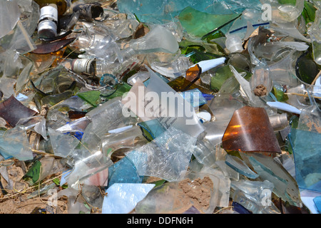 "Broken Glass" shattered alcoholic beverage bottles Stock Photo