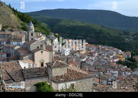 View over San Fele village, near Potenza, Basilicata region, south Italy. Stock Photo