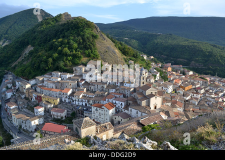 View over San Fele village, near Potenza, Basilicata region, south Italy. Stock Photo