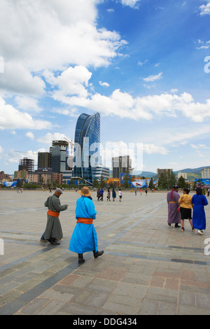 Mongolia, Ulan Bator, Sukhbaatar square Stock Photo