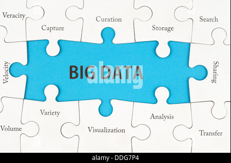 Big data concept words on group of jigsaw puzzle pieces Stock Photo