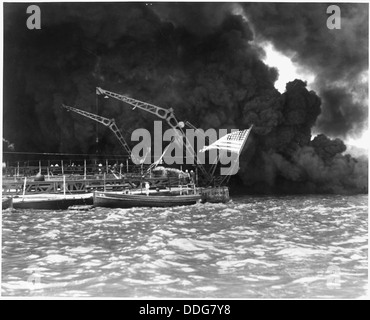 Naval photograph documenting the Japanese attack on Pearl Harbor, Hawaii which initiated US participation in World... 295994 Stock Photo