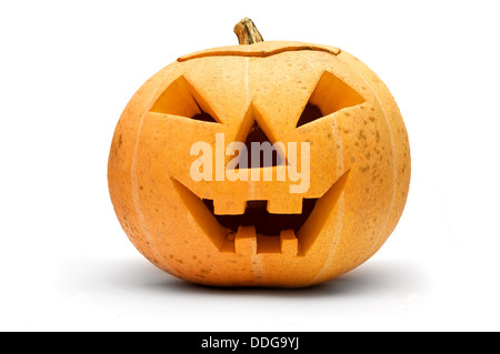 Halloween scary pumpkin face isolated on white Stock Photo