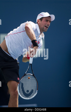 Novak Djokovic (SRB) competing at the 2013 US Open Tennis Championships Stock Photo