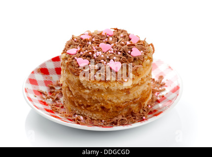 Valentine cupcake with a heart and candle Stock Photo