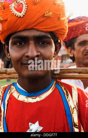 Portrait of a man in traditional Rajasthani dress, Jaipur, Rajasthan, India Stock Photo