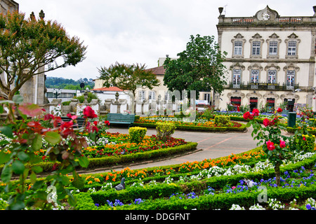 Church of Templo de Bon Jesus da Cruz,Barcelos,Square,Jardim das Barrocas Gardens,Shops,Restaurants,Hotel,meeting place,Barcelos Stock Photo