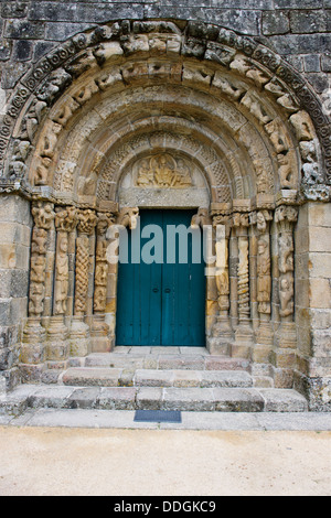 Bravaes,Northern Portugal Roman Carvings thought to be the oldest Roman sculpture in Porutgal on Sao Salvador Church,N.Portugal Stock Photo