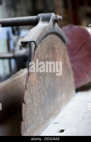 Sawmill at the national slate museum at llanberis north wales uk showing close up of the blade Stock Photo