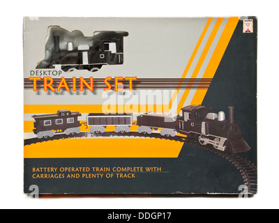 Vintage battery operated train set in original box Stock Photo