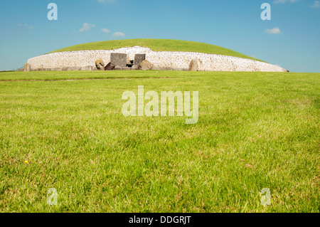Newgrange is a prehistoric monument in Ireland, It was built about 3200 BC during the Neolithic period. Stock Photo