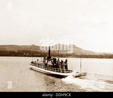 Steamer on Lake Windermere leaving Waterhead early 1900s Stock Photo
