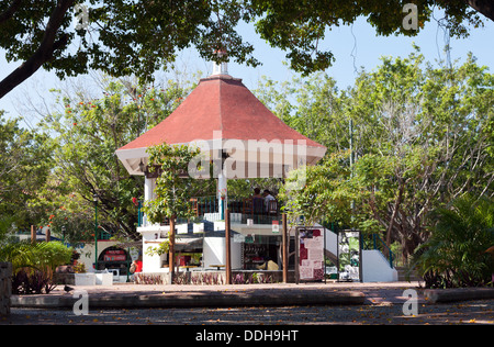 Bahia de Santa Cruz, Huatulco, Mexico: Combination bandstand and gazebo in the center of Santa Cruz's beachfront zocalo. Stock Photo